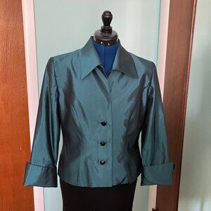 JS Collections Teal Evening Jacket, Size 10